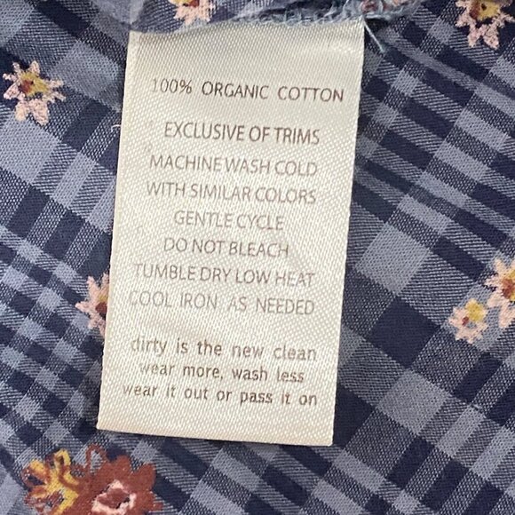Toad & Co Womens XS Blue Plaid Floral Embroidered 3/4 Sleeve Blouse 100% Cotton - Picture 7 of 11